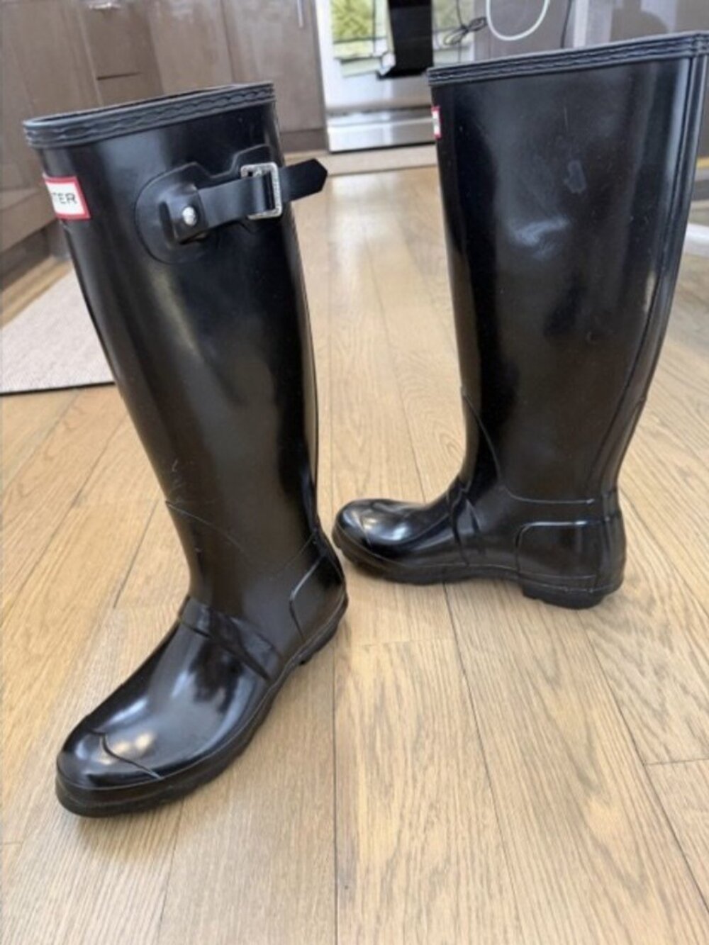 HUNTER WOMENS ORIGINAL GLOSS TALL RAIN BOOTS SIZE 7